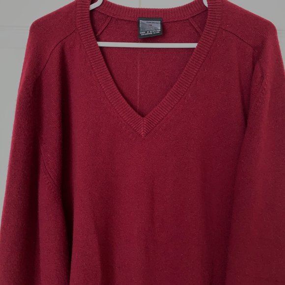100% CASHMERE Clan Douglas Burgundy V Neck Vintage Nordstrom Sz XL - Picture 2 of 13